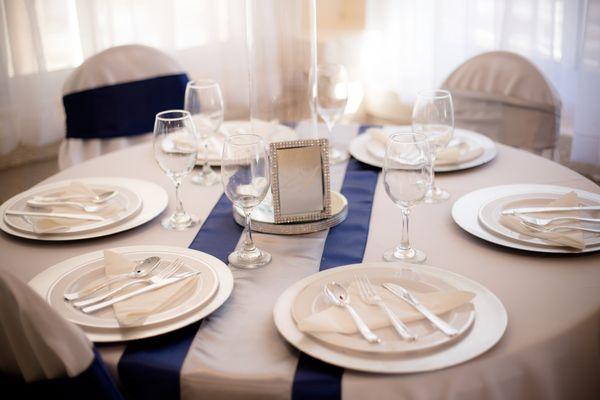 Our Blue, White and Silver themed table