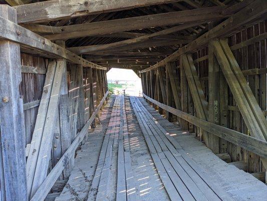 Grange City Covered Bridge. Note the twisting.