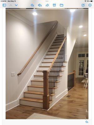 Stairs in kitchen and living room leading to bedrooms. 70 yr olds struggling.