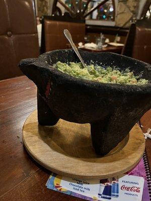 Delicious mild and very fresh guacamole. Fresh Table Side Guacamole