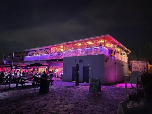 Color changing led lighting at night, Caddys Treasure Island