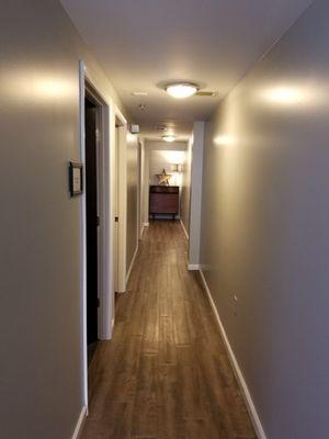 Hallway. Massage rooms on the left.