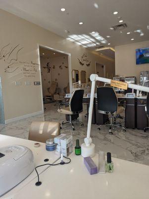 Tons of working stations and pedicure chairs -- great for large groups!