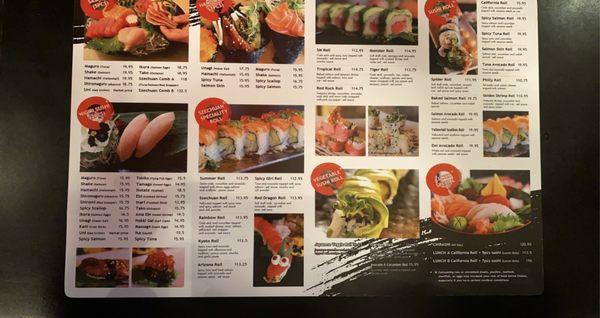 Sushi menu 07/15/2021