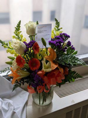 bouquet sent to hospital patient