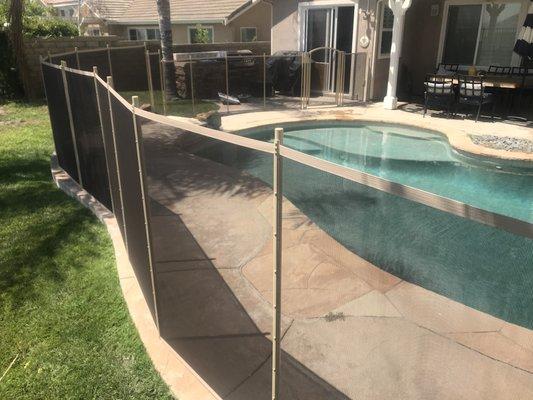 Tan/Brown Pool Fence - www.kingspoolfencing.com