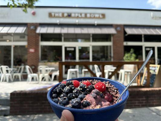 My favorite bowl:  BYO - extra granola (on bottom) - classic acai - blueberries & raspberries  - hemp seeds, lavender, cacao nibs - no honey