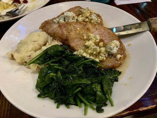 Maple Bourbon Pork Chop - Local Maple Syrup - Bourbon - Bleu Cheese Crumbles - In-house Cut.