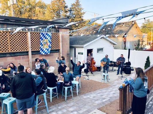 Back patio with live music for Oktoberfest