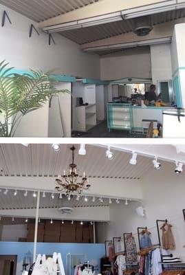 Before and after photos of a clothing store in Coronado