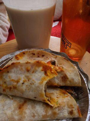 Beef chalupas and horchata