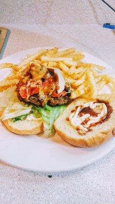 LT famous smoke burger in French fries