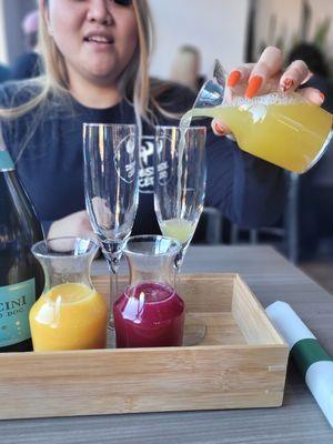 Mimosa flight w/ fresh press juice