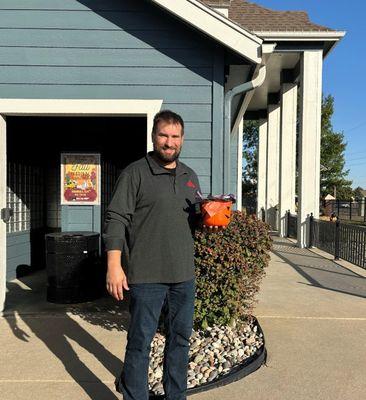 Dropping off spooky boo baskets at local businesses to get everyone in the spirit! Halloween is just around the corner!