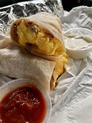 Breakfast Burrito - Eggs, Bacon, Sausage, and Cheese