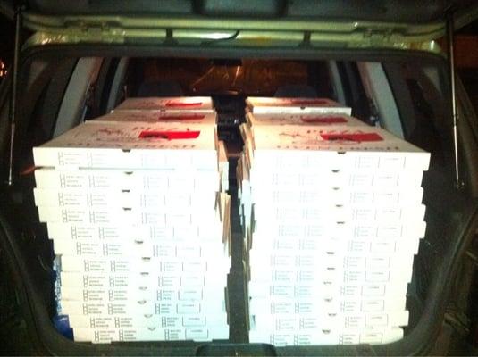 How about 100 large pizzas?