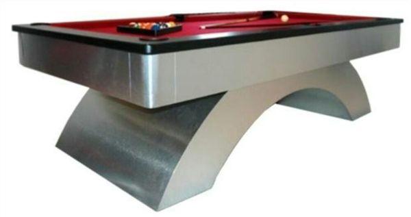 The stainless steel arch. Just one of our custom designed billiards tables. Multiple finishes available