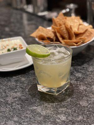 Cadillac margarita, chips & queso