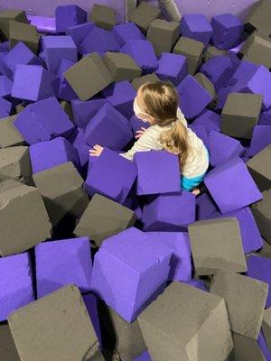 In the foam pit