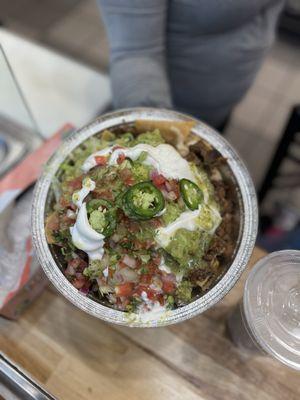 Secret menu: Steak nachos. The tortilla chips were freshly made on the spot, very crunchy and crispy. 10/10.