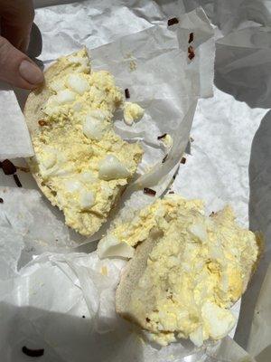 Why bother even putting this literal smear of egg salad on the bagel for $7????