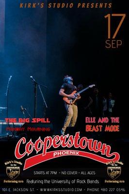 We perform all over - Cooperstown, Rock the District, Hard Rock Cafe, Mesa Arts Center, Orpheum and more.