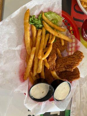 Chicken tenders basket with fries