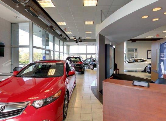 The showroom at Acura Columbus in Dublin, Ohio