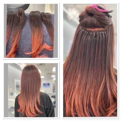 Hair extensions matching balayage