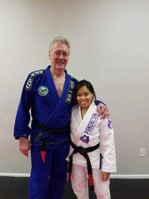 My wife, Sharon, and I after training Brazilian Jiu-Jitsu together.