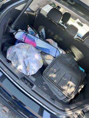 The mats were thrown in the back. That clear bag is one of two of all my documents and garbage mixed together!