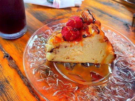 Homemade Slice of Raspberry Caramel Cheesecake!