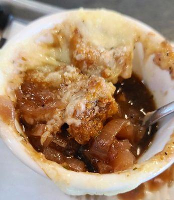 You can't judge a book or a soup, by its cover... French onion soup.