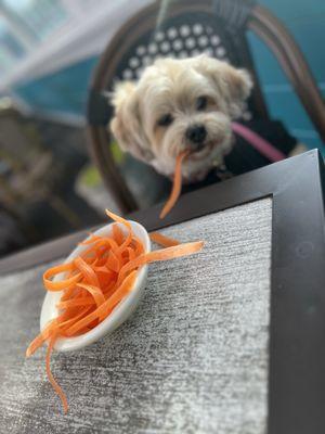 Even brought her some carrots I asked for.