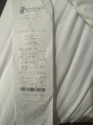 Receipt with time of purchase