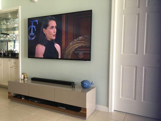 75 inch TV, low profile mount, concealed wires