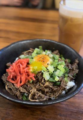 Gyudon w/egg  Super good! My favorite so far! I recently it if you want to try something else but ramen