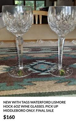 These Waterford Crystal Glasses selling at Stores and other location for $80 each while Goodwill Had them for $1.99 each. Thanks Goodwill