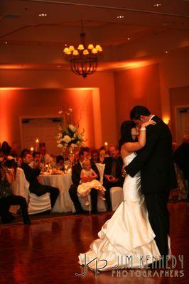 Lovely uplighting in the background of first dance.