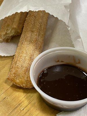 Churros with chocolate sauce! Amazing