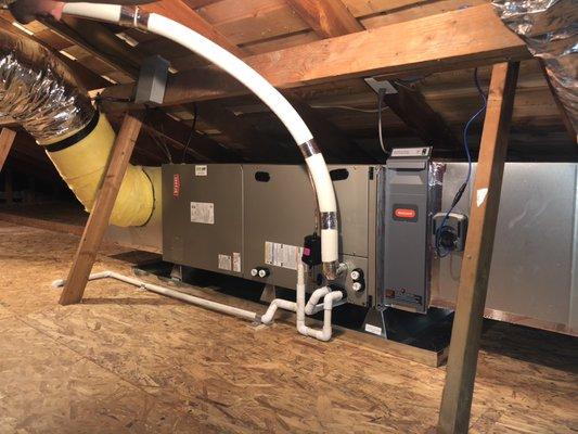 Heat pump air handler installation with a new ductwork. Full Hvac Installation cut-in.