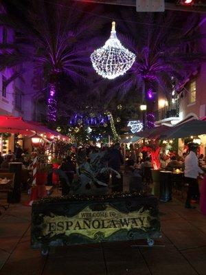 Right outside El Paseo Hotel is Espanola Way.