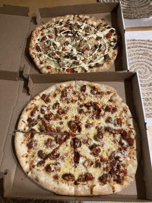 Shawarma Pizza and Chicken Parm Pizza