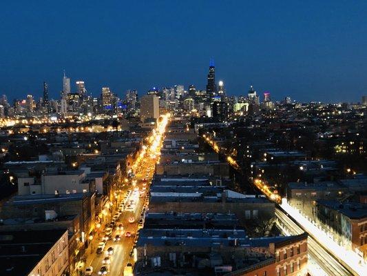 Downtown view on the roof