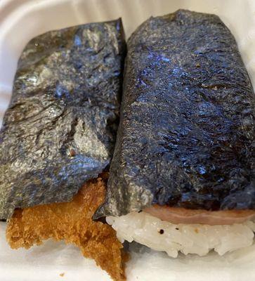 Left to right; Chicken Katsu MUSUBI and SPAM MUSUBI