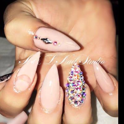 Acrylic nails with Swarovski crystals