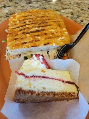 Berry cheesecake and turkey artichoke panini