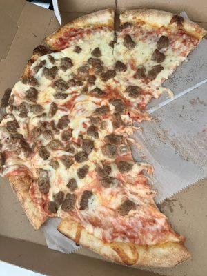 "Well done" sausage pizza