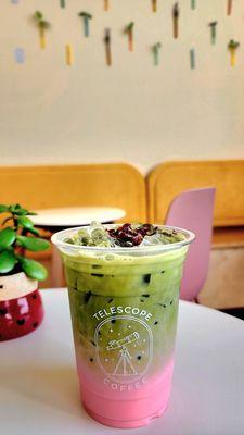 Matcha Rose latte