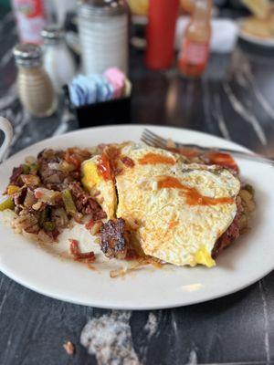 Corned beef hash and eggs